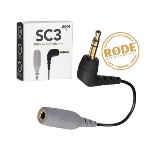 Rode SC3 TRRS to TRS adapter cable with right-angle connector