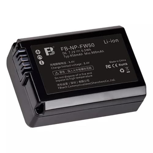 FB NP-FW50 Lithium-Ion Rechargeable Battery for a5100, a6000, a6500, a6300, a6400, ZV-E10, A7, a7II, a7RS, a7S, a7R Cameras – Black 1