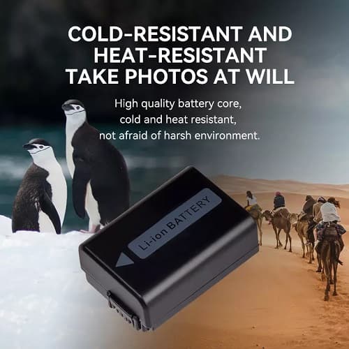 FB NP-FW50 Lithium-Ion Rechargeable Battery for a5100, a6000, a6500, a6300, a6400, ZV-E10, A7, a7II, a7RS, a7S, a7R Cameras – Black 4