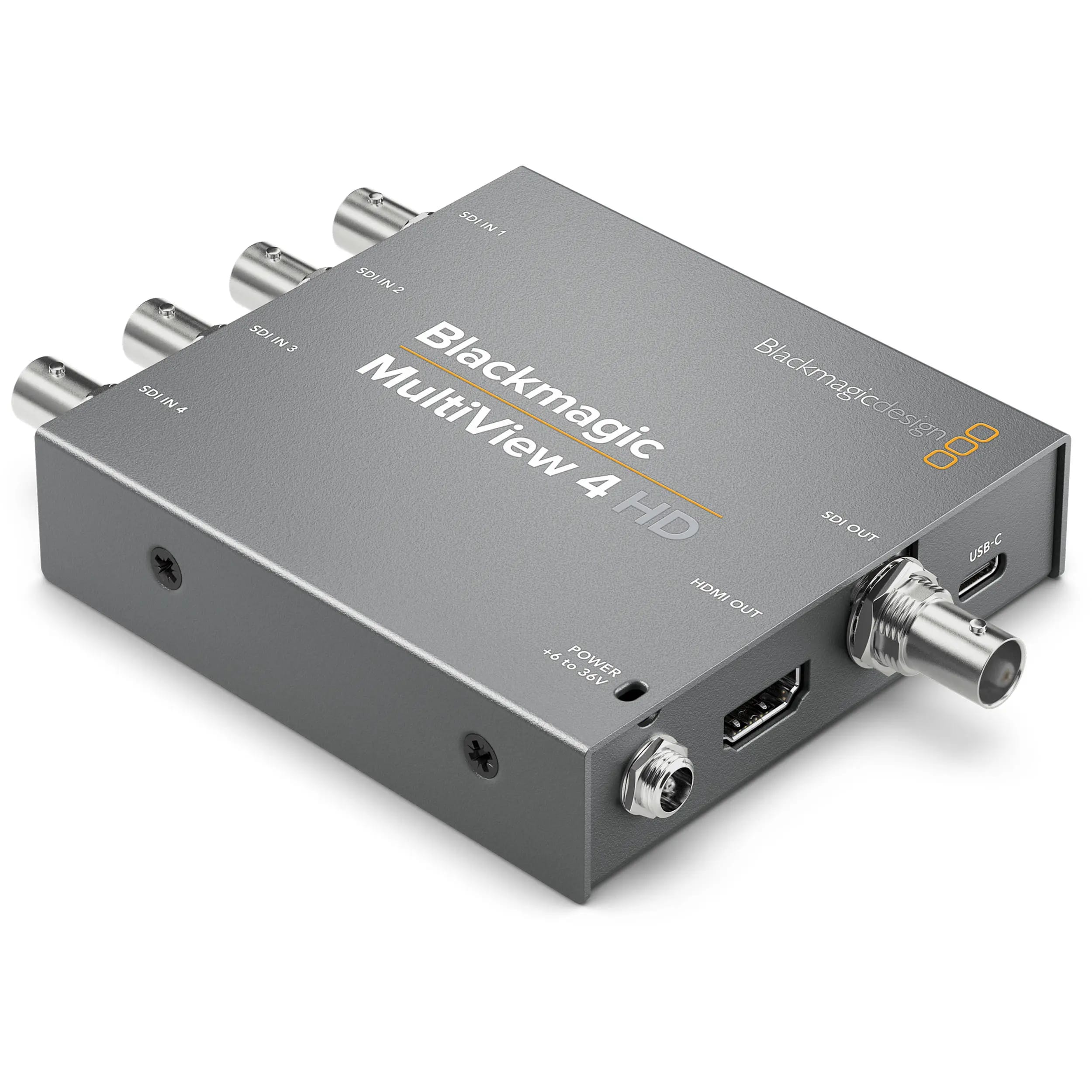 Blackmagic Design MultiView 4 HD video switcher with multiple inputs.