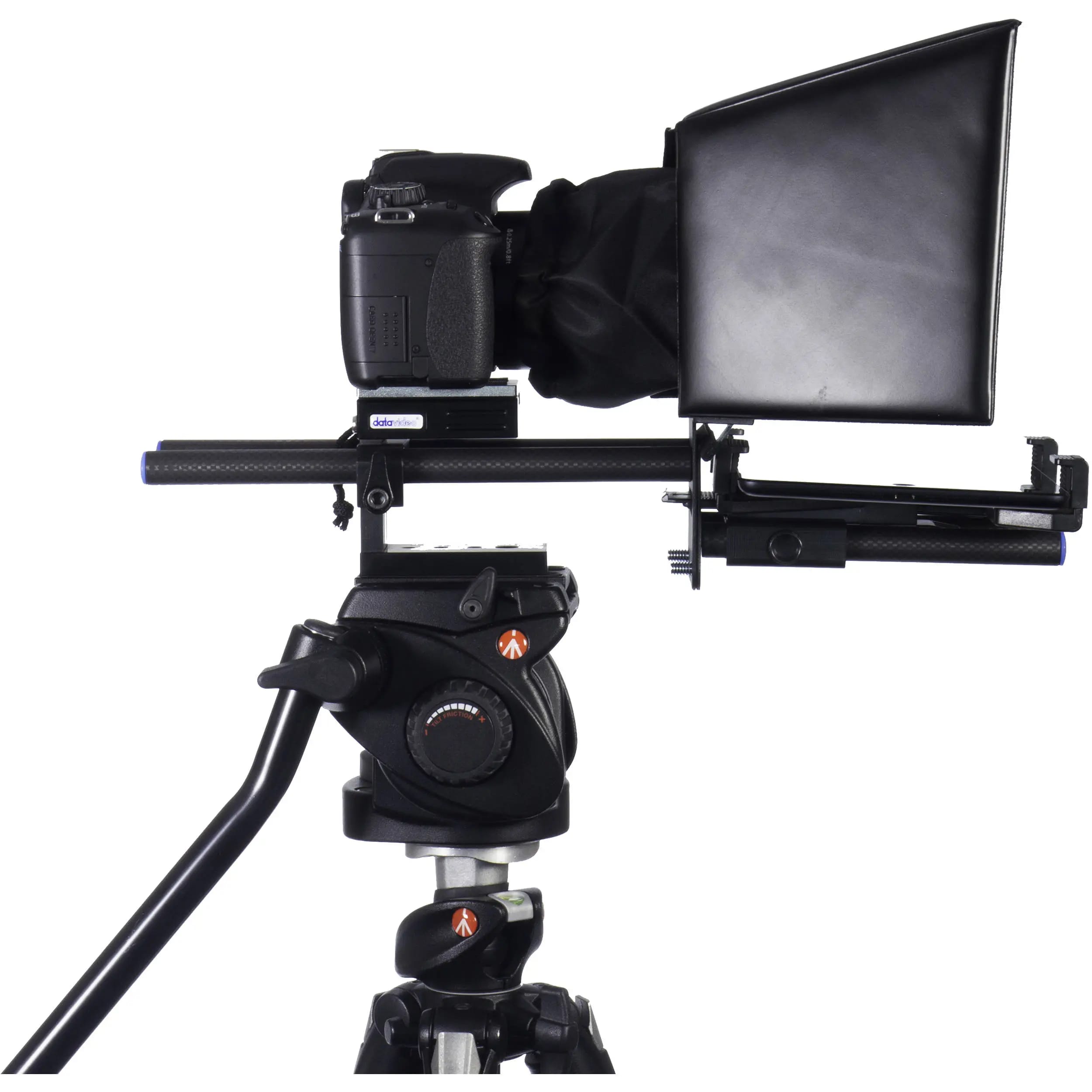 Datavideo Prompter Kit mounted on a DSLR camera