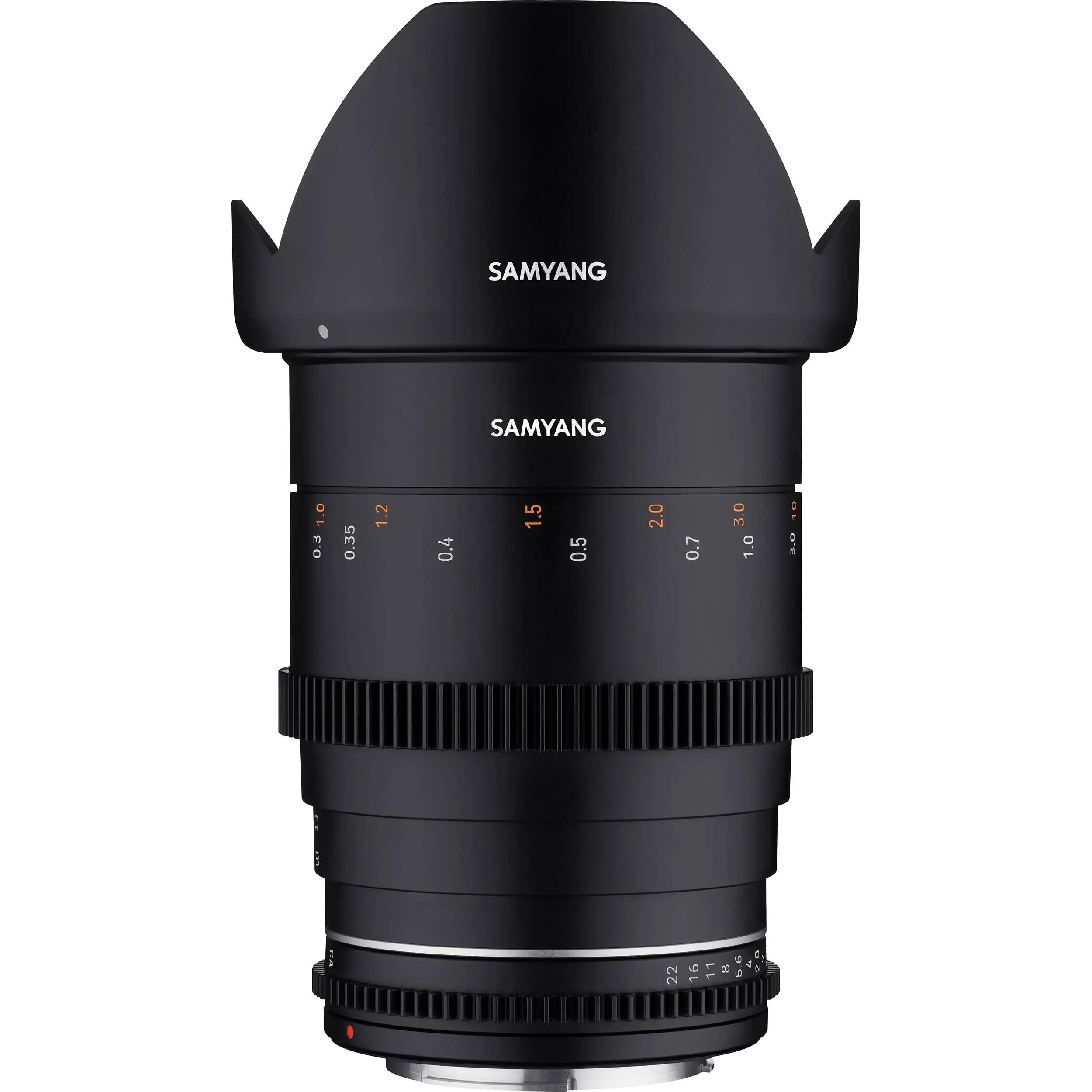 Samyang 35mm T1.5 VDSLR MK2 Cine Lens with hood